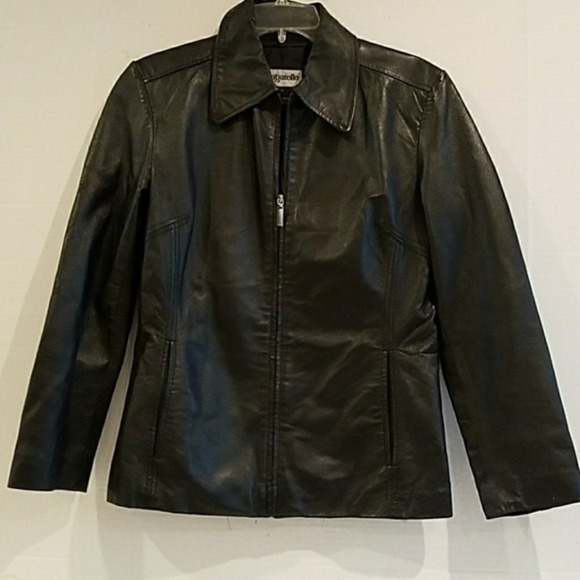 BAGATELLE BLACK LEATHER ZIP UP JACKET‎ (sz med) - Picture 1 of 4